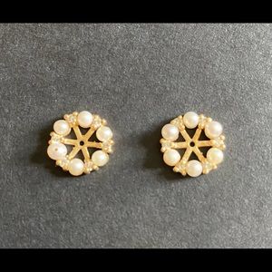 Beautiful Pair of Diamond and Pearl Earring Jackets 14k